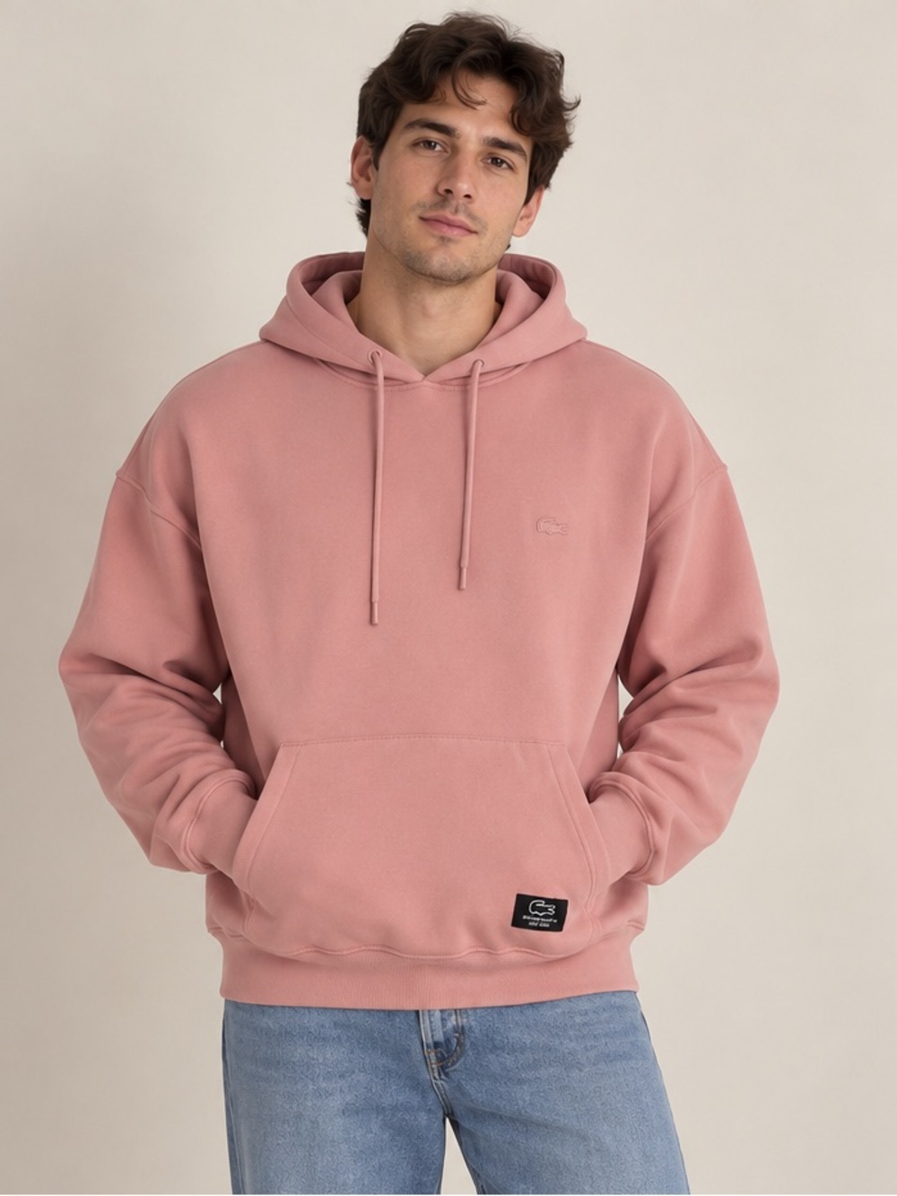 Men’s Lacoste Pink Pullover Hoodie Slim Fit